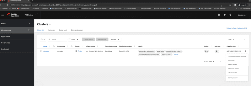 telco-dev-clusters-view